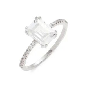 Nordstrom Radiant Emerald Cut Pave Statement Cocktail Cubic Zirconia Ring::NWT::